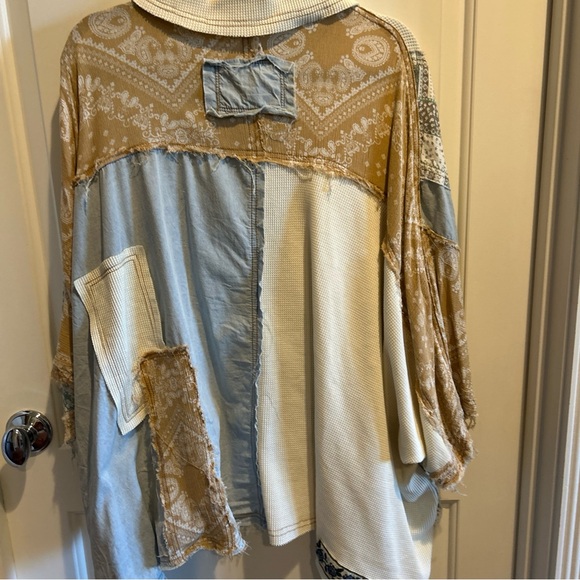 POL Patchwork Shacket with Mixed Patterns - Picture 4 of 7